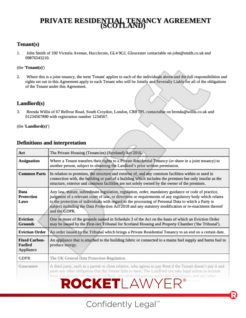 Private Residential Tenancy Room Template Rocket Lawyer